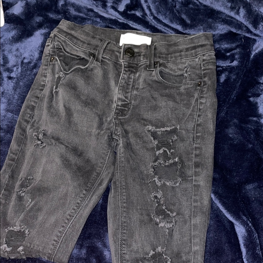 Distressed Black Skinny Low Rise Women Jeans